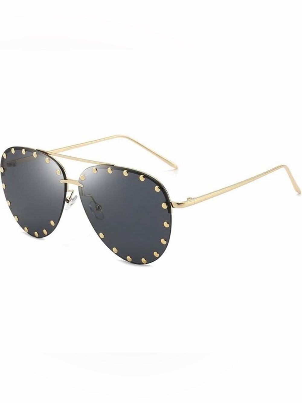Quay Gold Frame Black Lens Studded Aviator Sunglasses